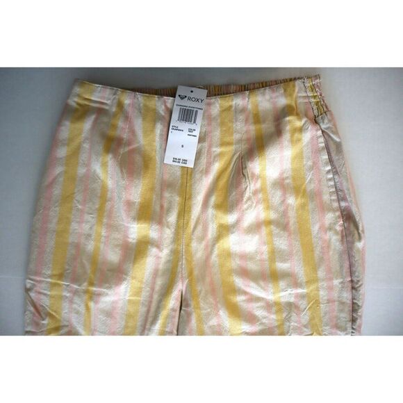Roxy ERJNP03416 Sz S Changing Everything Casual Beach Pant Yellow Pink Stripe - Picture 3 of 12